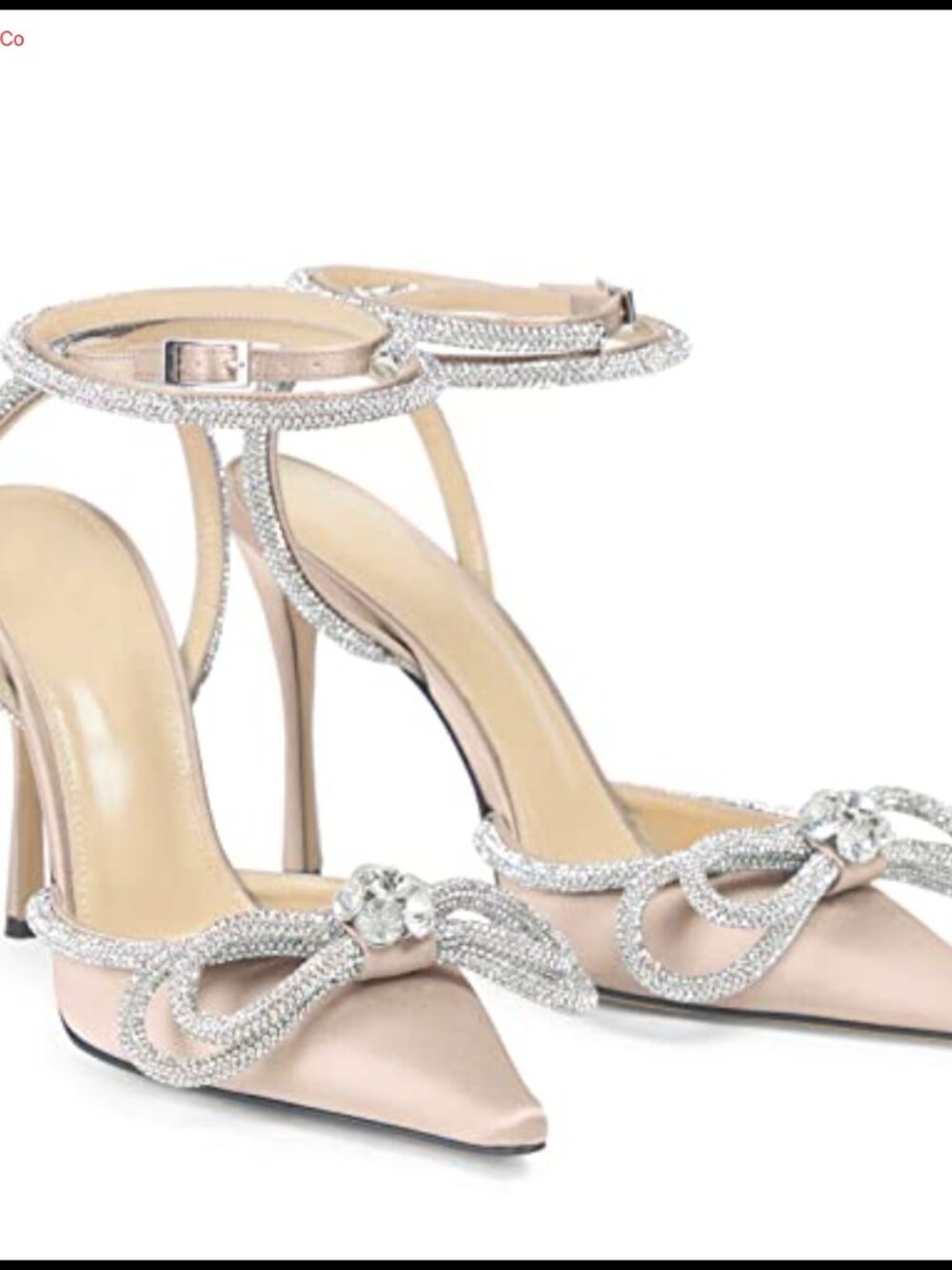 LauraVicci Women's Faux Leather Heeled Sandals Crystal Embellished Bow Ankle